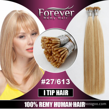 Xuchang Forever 7A Grade Wholesale 100% Indian Remy Human 2g strands i tip hair extensions
